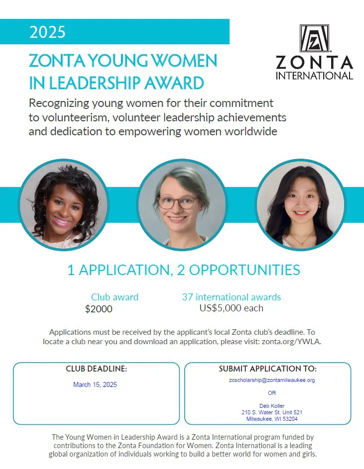 Zonta Young Women in Leadership Award flyer.