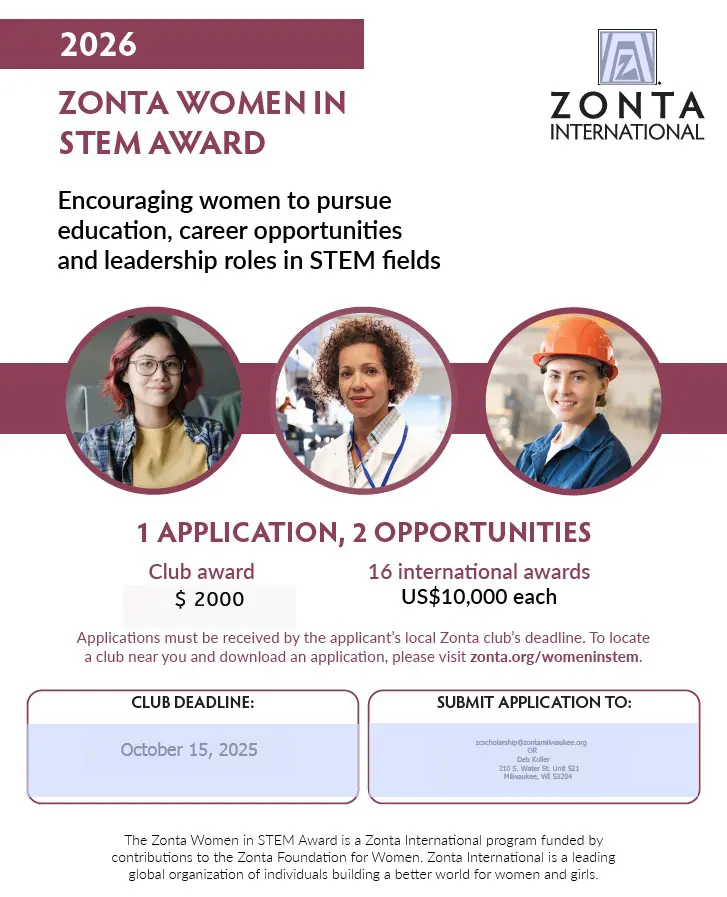 Zonta Women in STEM Award 2026 flyer.